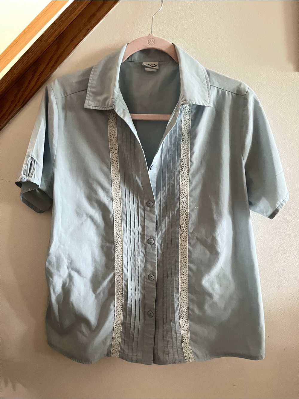 Vintage Lace Detail Button Down Blouse